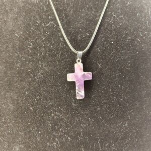 NWOT! AMETHYST Inspired cross crystal necklace (G18)
